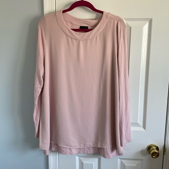 J. Jill Tops - J Jill Wearever Georgette Woven Overlay Mixed Media Pink Blouse Size Large Tall